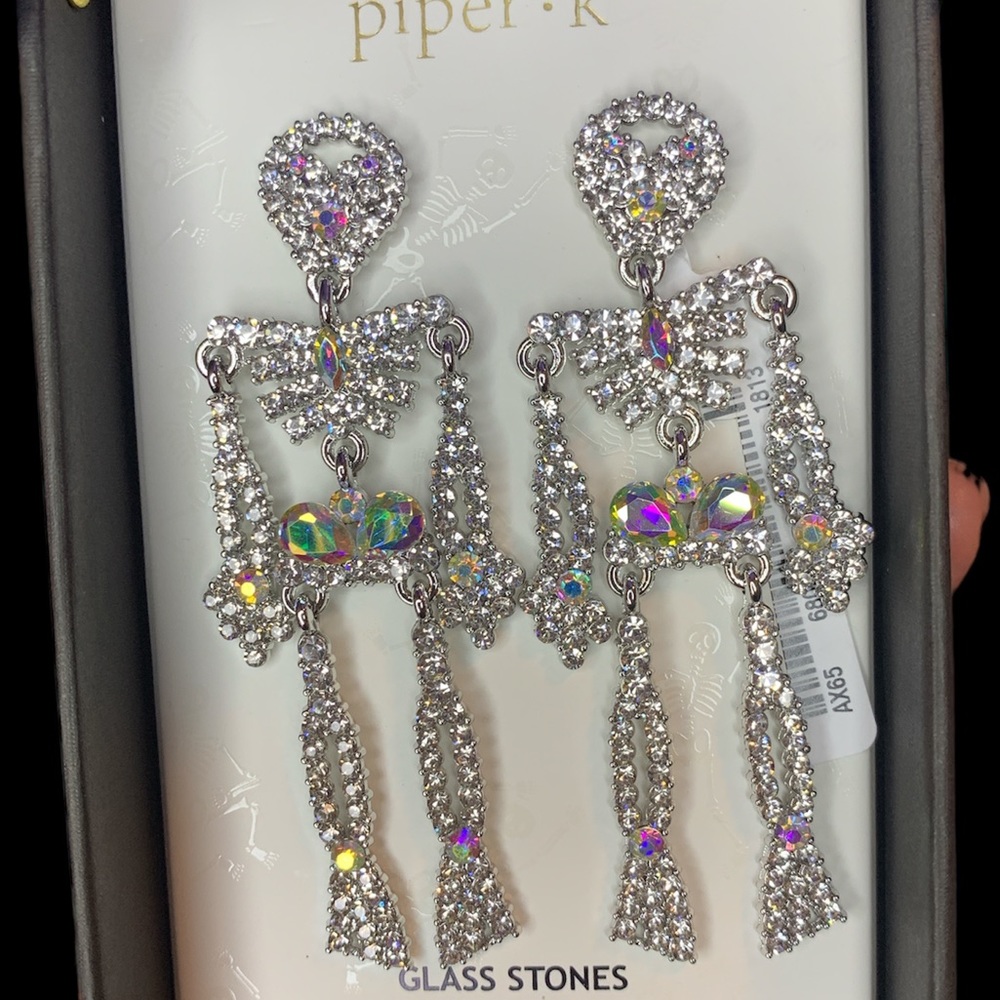 RHINESTONE SKELETON EARRINGS - Picture 5 of 5